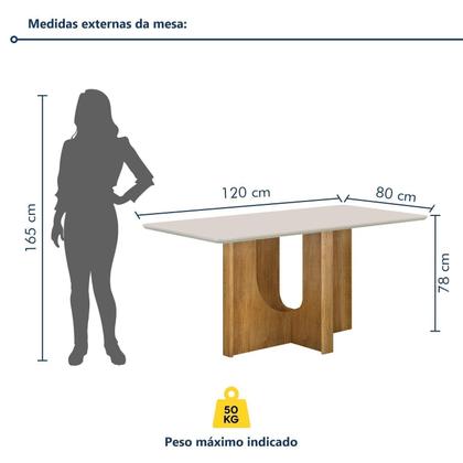 Imagem de Mesa de Jantar 4 Lugares Retangular 120cm Tampo Vidro/MDF de 2,5cm Dora