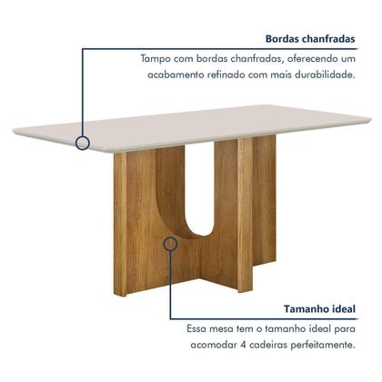 Imagem de Mesa de Jantar 4 Lugares Retangular 120cm Tampo Vidro/MDF de 2,5cm Dora