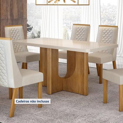 Imagem de Mesa de Jantar 4 Lugares Retangular 120cm Tampo Vidro/MDF de de 4cm Dora