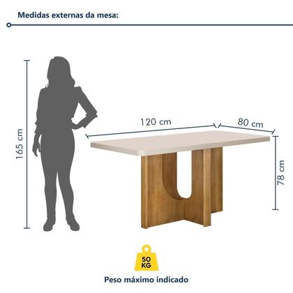 Imagem de Mesa de Jantar 4 Lugares Retangular 120cm Tampo Vidro/MDF de de 4cm Dora