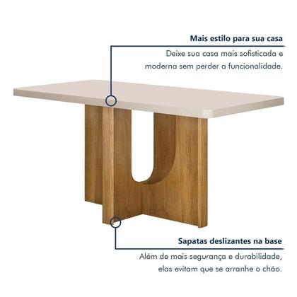 Imagem de Mesa de Jantar 4 Lugares Retangular 120cm Tampo Vidro/MDF de de 4cm Dora