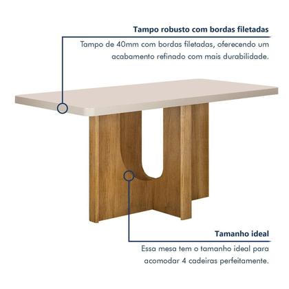 Imagem de Mesa de Jantar 4 Lugares Retangular 120cm Tampo Vidro/MDF de de 4cm Dora