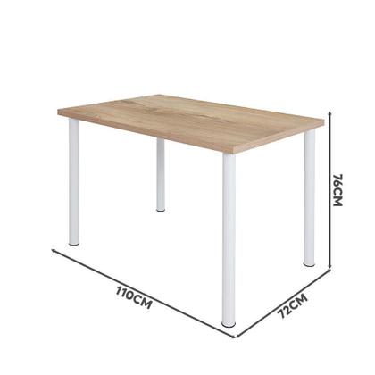 Imagem de Mesa De Jantar 4 Lugares Retangular Cozinha 110x72 Cm Branco E Carvalho Branco E Carvalho