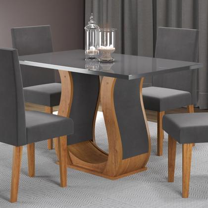 Imagem de Mesa de Jantar 4 Lugares Retangular Tampo de Vidro e Mdp Inovare