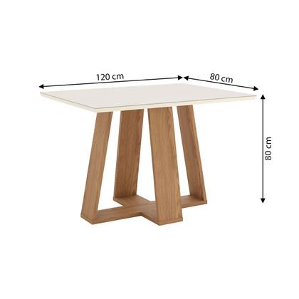 Imagem de Mesa de Jantar 4 Lugares Sales/Milla com Vidro Nature/Off White/Linho - Pnr Móveis