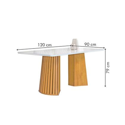 Imagem de Mesa de Jantar 4 Lugares Stella Canela com Vidro Ripado Cinamomo/Off White/Boucle  - Cel Móveis