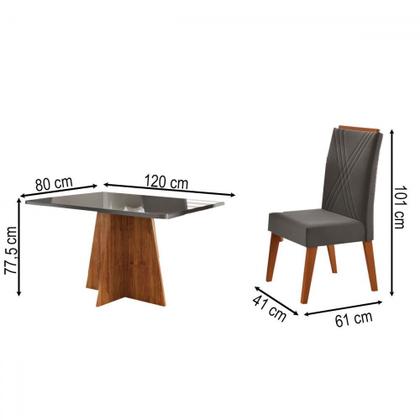 Imagem de Mesa de Jantar 4 Lugares Stilo Mel/Cinza/Veludo Cinza - Viero Móveis