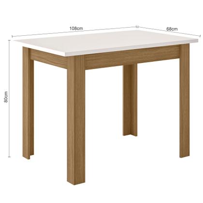 Imagem de Mesa de Jantar 4 Lugares Tampo 108cm sem Vidro Bellagio Carvalho/Off White - Poliman