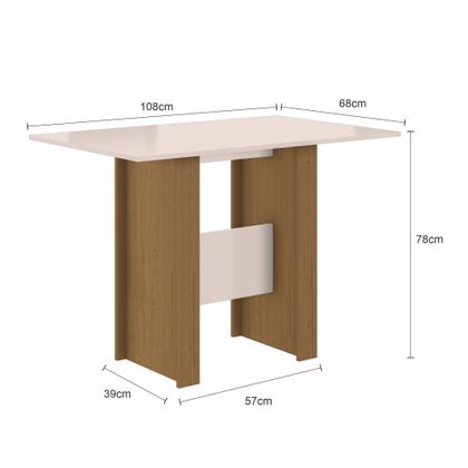 Imagem de Mesa de Jantar 4 Lugares Tampo 108cm sem Vidro Milano Carvalho/Off White - Poliman