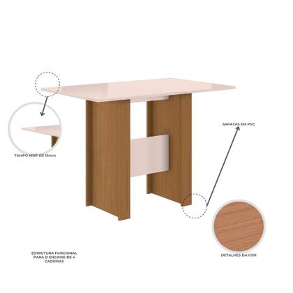 Imagem de Mesa de Jantar 4 Lugares Tampo 108cm sem Vidro Milano Carvalho/Off White - Poliman