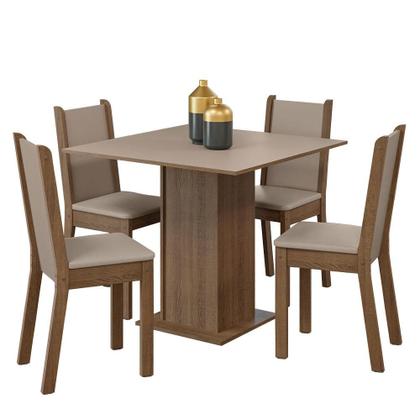 Imagem de Mesa de Jantar 4 Lugares Tampo de Madeira Alana Madesa