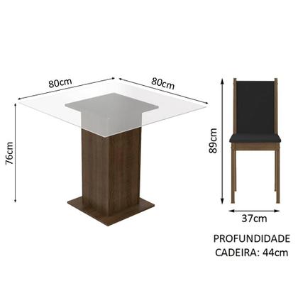 Imagem de Mesa de Jantar 4 Lugares Tampo de Vidro Aline Madesa