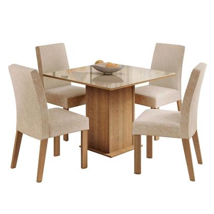 Imagem de Mesa de Jantar 4 lugares Tampo de Vidro Evelin Madesa
