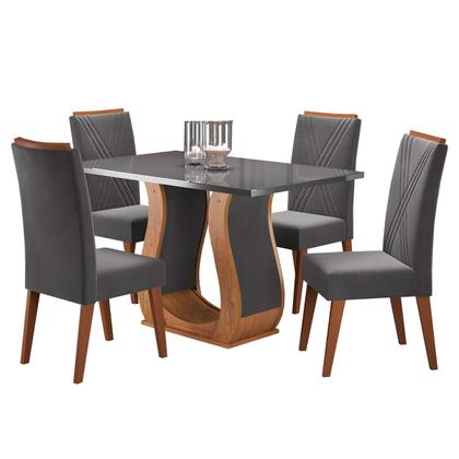 Imagem de Mesa de Jantar 4 Lugares Universe com Vidro Mel/Grafite - Viero Móveis