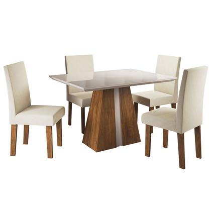 Imagem de Mesa de Jantar 4 Lugares Velma Seda/Nude/Off White - Pnr Móveis