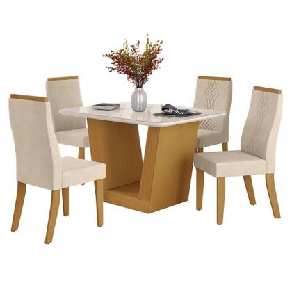 Imagem de Mesa de Jantar 4 Lugares Viena Luna com Vidro Nature/Bege - Art Panta