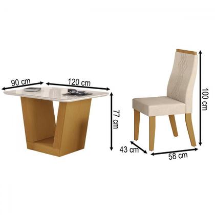 Imagem de Mesa de Jantar 4 Lugares Viena Luna com Vidro Nature/Bege - Art Panta