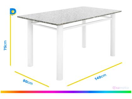 Imagem de Mesa de Jantar 6 Cadeiras Retangular Aço Tampo Granito Poeme Ciplafe