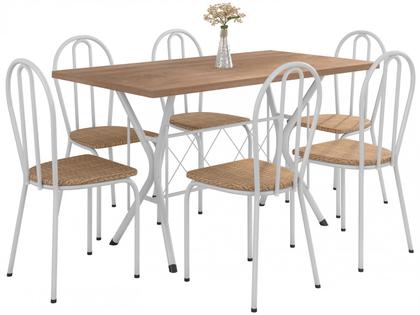 Imagem de Mesa de Jantar 6 Cadeiras Retangular Branca