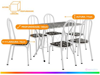 Imagem de Mesa de Jantar 6 Cadeiras Retangular Branca Artefamol Ravena
