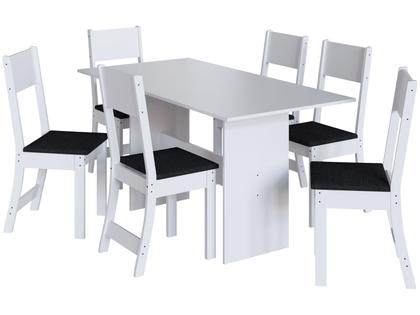 Imagem de Mesa de Jantar 6 Cadeiras Retangular Branca Indekes Luiza
