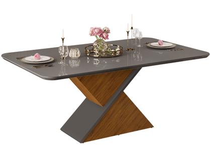Mesa de Jantar 6 Cadeiras Retangular Cinza e Lunar DJ Móveis Firenze Imagem de Mesa de Jantar 6 Cadeiras Retangular Cinza e Lunar DJ Móveis Firenze