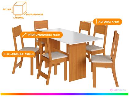 Imagem de Mesa de Jantar 6 Cadeiras Retangular Freijo e Off White Indekes Luiza