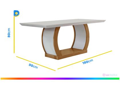 Imagem de Mesa de Jantar 6 Cadeiras Retangular Imbuia e Off White Tampo de MDF com Vidro Rufato Jade