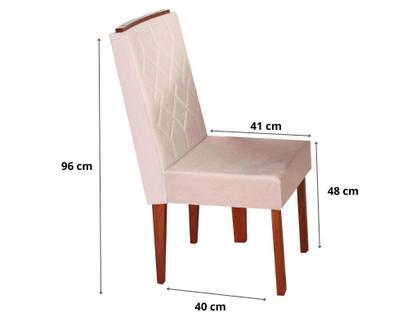Imagem de Mesa de Jantar 6 Cadeiras Retangular Madeira Maciça Mel e Off-White Tampo de Vidro Abeille Móveis São Carlos