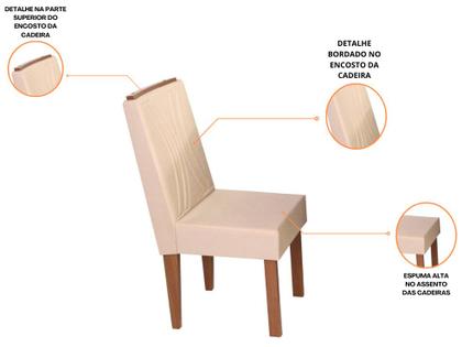 Imagem de Mesa de Jantar 6 Cadeiras Retangular Naturalle e Off-White Tampo de Vidro Laís Móveis São Carlos