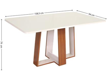 Imagem de Mesa de Jantar 6 Cadeiras Retangular Naturalle e Off-White Tampo de Vidro Laís Móveis São Carlos