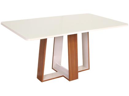 Imagem de Mesa de Jantar 6 Cadeiras Retangular Naturalle e Off-White Tampo de Vidro Laís Móveis São Carlos