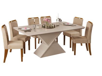 Imagem de Mesa de Jantar 6 Cadeiras Retangular Off White e Saara DJ Móveis Firenze