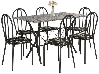 Mesa de Jantar 6 Cadeiras Retangular Preta - Artefamol America Bruna Imagem de Mesa de Jantar 6 Cadeiras Retangular Preta