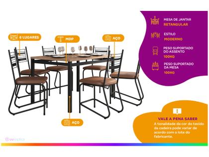 Mesa de Jantar 6 Cadeiras Retangular Preto Fosco Artefamol Valência Imagem de Mesa de Jantar 6 Cadeiras Retangular Preto Fosco Artefamol Valência