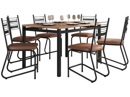 Mesa de Jantar 6 Cadeiras Retangular Preto Fosco Artefamol Valência Imagem de Mesa de Jantar 6 Cadeiras Retangular Preto Fosco Artefamol Valência