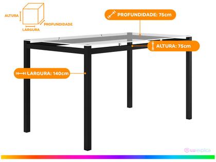 Mesa de Jantar 6 Cadeiras Retangular Preto Fosco Tampo de Vidro Artefamol Valência Imagem de Mesa de Jantar 6 Cadeiras Retangular Preto Fosco Tampo de Vidro Artefamol Valência