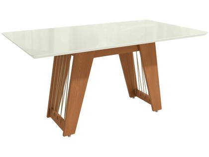 Mesa de Jantar 6 Cadeiras Retangular Tampo de MDF com Vidro Merlot Kappesberg Imagem de Mesa de Jantar 6 Cadeiras Retangular Tampo de MDF com Vidro Merlot Kappesberg