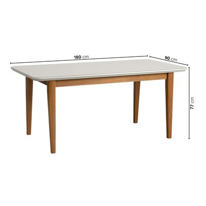 Imagem de Mesa de Jantar 6 Lugares 180cm com Tampo MDF e Vidro Tangará CabeCasa MadeiraOriginals
