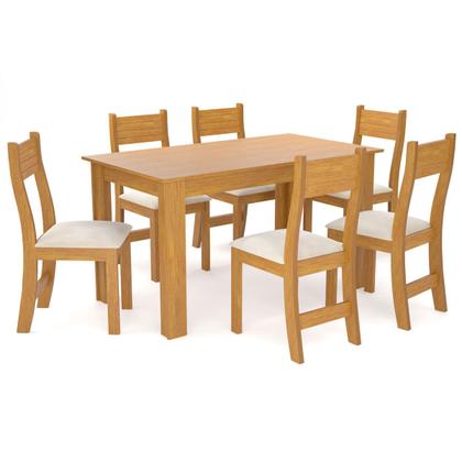 Imagem de Mesa de Jantar 6 Lugares Andy Mel/Nude - Viero Móveis