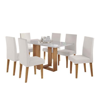 Imagem de Mesa de Jantar 6 Lugares Aspen com Vidro Mel/Off White/Marfim - Viero Móveis