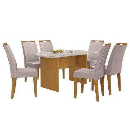 Imagem de Mesa de Jantar 6 Lugares Cairo Evora com Vidro Nature/Bege - Art Panta