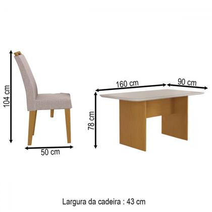 Imagem de Mesa de Jantar 6 Lugares Cairo Evora com Vidro Nature/Bege - Art Panta