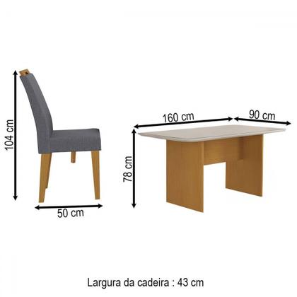 Imagem de Mesa de Jantar 6 Lugares Cairo Evora com Vidro Nature/Cinza - Art Panta