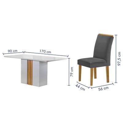 Imagem de Mesa de Jantar 6 Lugares Celeste Luisa com Vidro Off White/Cinamomo/Cinza - Cel Móveis