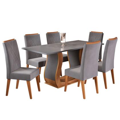 Imagem de Mesa de Jantar 6 Lugares Corsa Mel/Cinza/Grafite - Viero Móveis