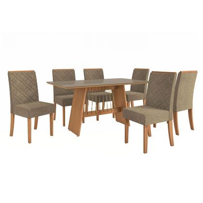 Imagem de Mesa de Jantar 6 Lugares Elise com Vidro Freijo/Bronze/Capuccino - Kappesberg Jantar
