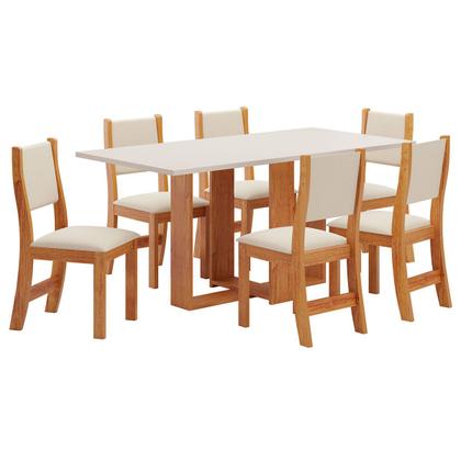 Mesa de Jantar 6 Lugares Erika Mel/Blonde/Nude - Viero Móveis Imagem de Mesa de Jantar 6 Lugares Erika Mel/Blonde/Nude - Viero Móveis