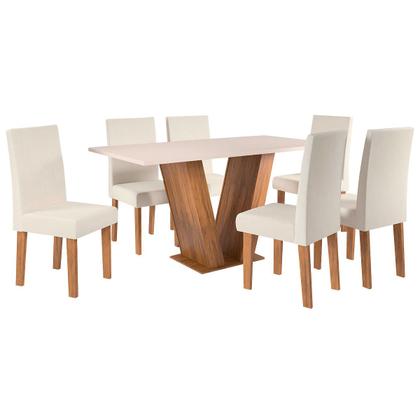 Imagem de Mesa de Jantar 6 Lugares Felicity Venus Seda/Blonde/Nude - Viero Móveis