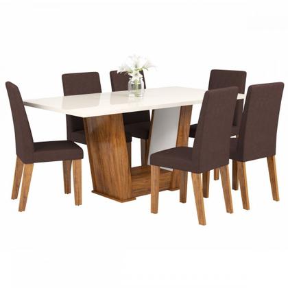 Imagem de Mesa de Jantar 6 Lugares Floripa Seda/Blonde/Fumê - Viero Móveis